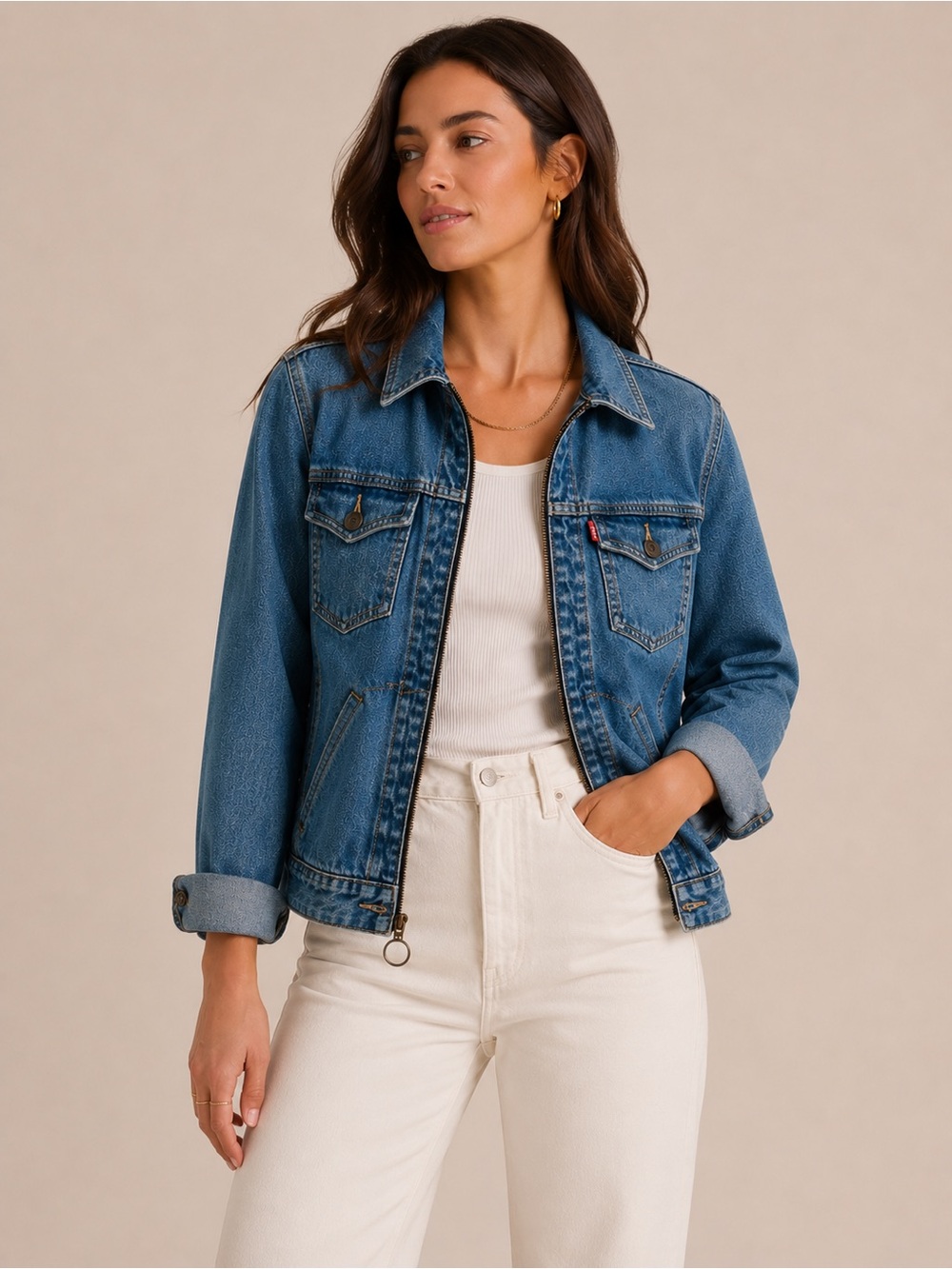 Levi's Light Blue Denim Zip Jacket Spring Jacket